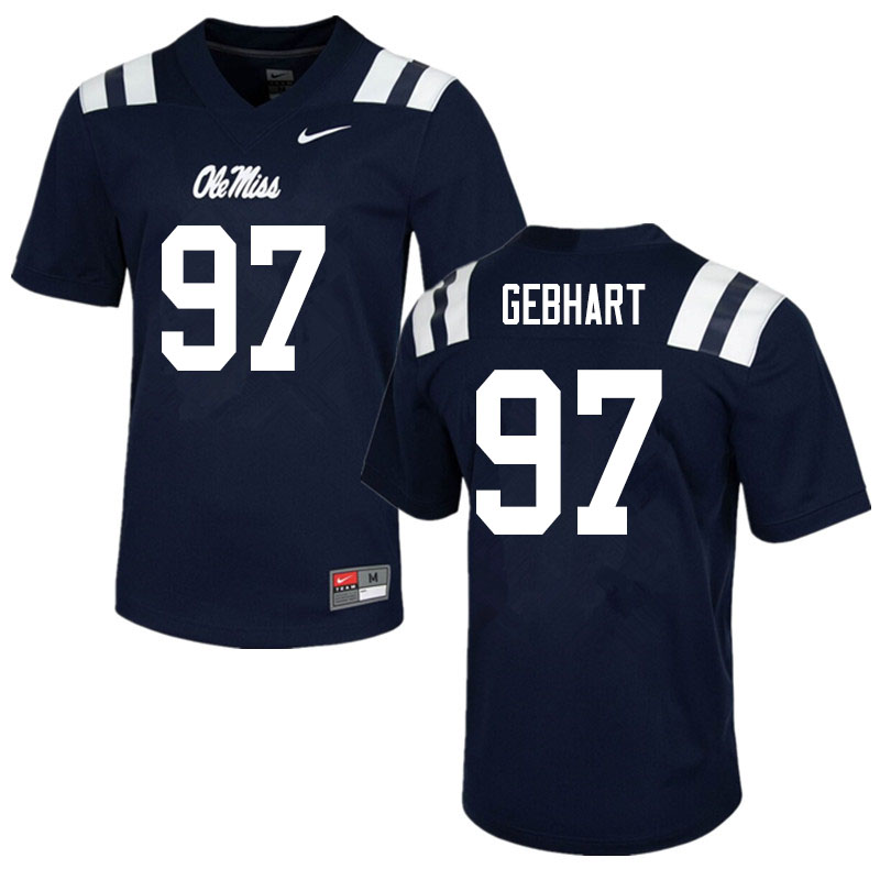 Land Gebhart Ole Miss Rebels NCAA Men's Navy #97 Stitched Limited College Football Jersey MGD2858RW